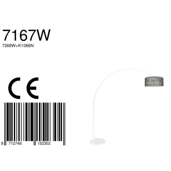 Steinhauer Sparkled Light booglamp - E27 - in hoogte verstelbaar - uittrekbaar - wit met zwarte kap - Image 7