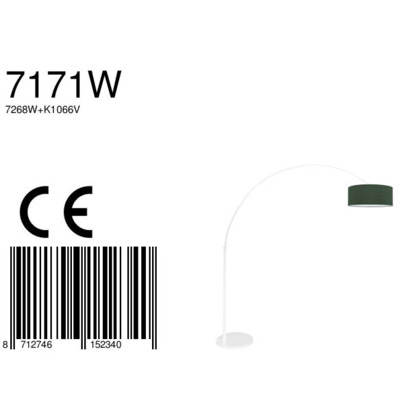 Steinhauer Sparkled Light booglamp - E27 - in hoogte verstelbaar - uittrekbaar - wit met groene kap - Image 7