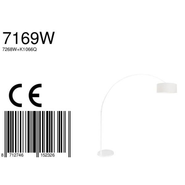 Steinhauer Sparkled Light booglamp - E27 - in hoogte verstelbaar - uittrekbaar - wit met witte kap - Image 7