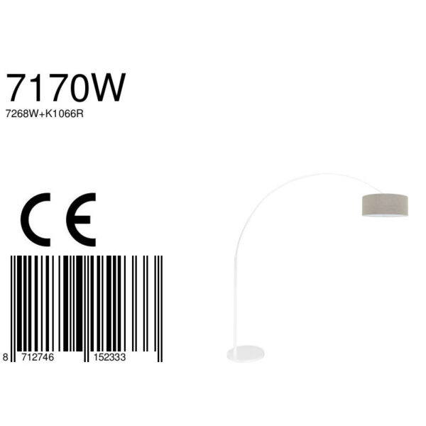 Steinhauer Sparkled Light booglamp - E27 - in hoogte verstelbaar - uittrekbaar - wit met bruine kap - Image 7