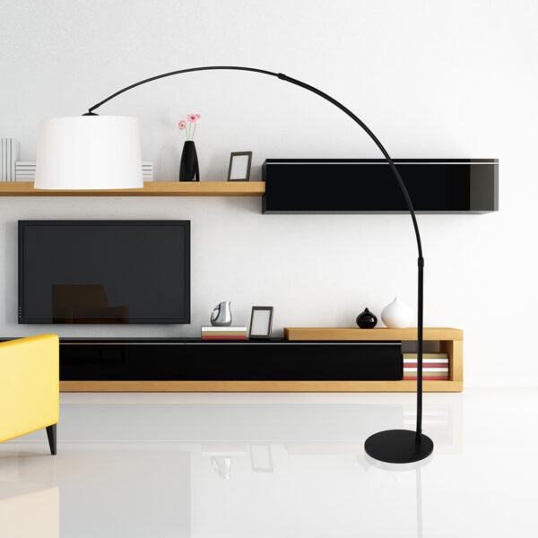 Steinhauer Gramineus Booglamp - zonder kap - verstelbaar - 230 cm hoog - zwart - Image 2
