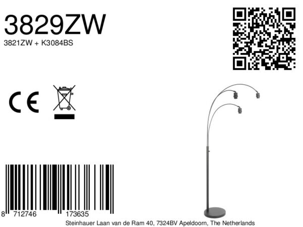 Zwarte booglamp drie lichts Steinhauer Sparkled light - Image 6