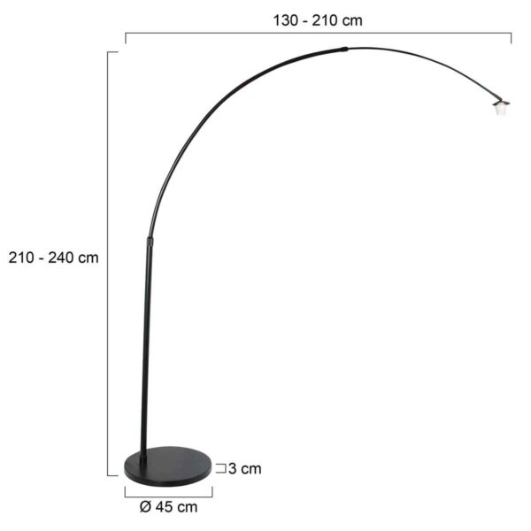 Steinhauer Gramineus Booglamp - zonder kap - verstelbaar - 230 cm hoog - zwart - Image 6