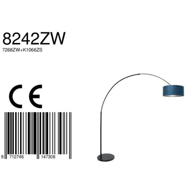 Steinhauer Sparkled Light booglamp - uittrekbaar - 155 tot 215 cm diep - zwart met blauwe kap - Image 6