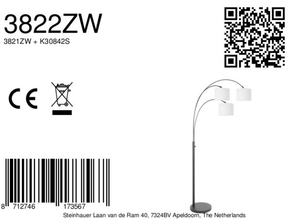 Steinhauer Sparkled light vloerlamp – E27 (grote fitting) – wit en zwart - Image 6