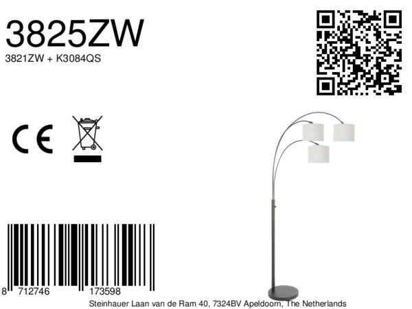 Steinhauer Sparkled light vloerlamp – E27 (grote fitting) – linnenwit en zwart - Image 6