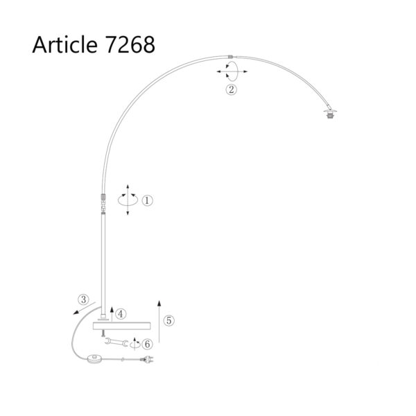Steinhauer Gramineus Booglamp - zonder kap - verstelbaar - 230 cm hoog - zwart - Image 8