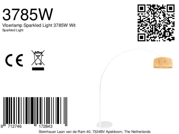 Steinhauer Sparkled light vloerlamp – ø 50 cm – In hoogte verstelbaar (na installatie),Uittrekbaar – E27 (grote fitting) – naturel en wit - Image 6