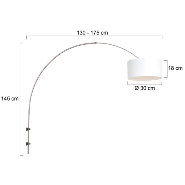 Steinhauer Sparkled Light wandlamp - boog - kap ⌀40 cm - draai- en uittrekbaar - staal met wit - Image 5