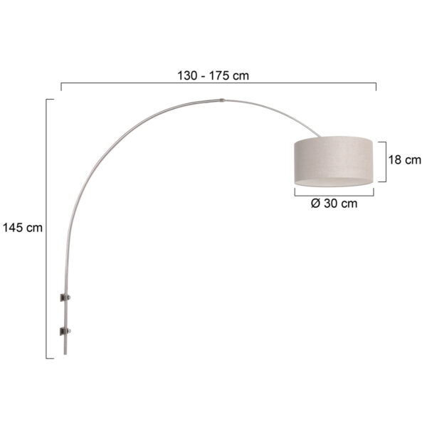 Steinhauer Sparkled Light wandlamp - boog - kap ⌀40 cm - draai- en uittrekbaar - staal met grijs - Image 5