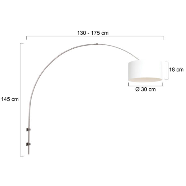 Steinhauer Sparkled Light wandlamp - boog - kap ⌀40 cm - draai- en uittrekbaar - staal met wit linnen - Image 5