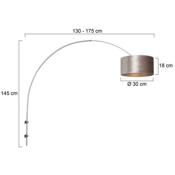 Steinhauer Sparkled Light wandlamp - boog - kap ⌀40 cm - draai- en uittrekbaar - staal met zilver - Afbeelding 5