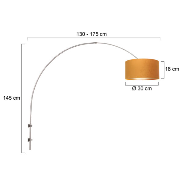 Steinhauer Sparkled Light wandlamp - boog - kap ⌀40 cm - draai- en uittrekbaar - staal met okergeel - Image 5