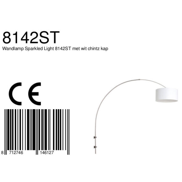Steinhauer Sparkled Light wandlamp - boog - kap ⌀40 cm - draai- en uittrekbaar - staal met wit - Image 6