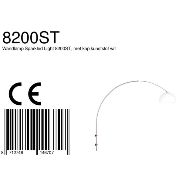 Steinhauer Sparkled Light wandlamp - booglamp - 140 tot 185 cm breed - staal met witte kunststof bol - Image 6
