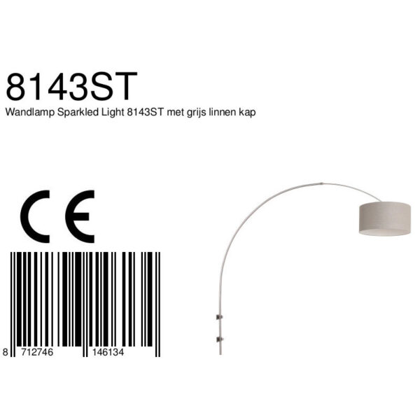 Steinhauer Sparkled Light wandlamp - boog - kap ⌀40 cm - draai- en uittrekbaar - staal met grijs - Image 6
