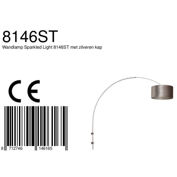 Steinhauer Sparkled Light wandlamp - boog - kap ⌀40 cm - draai- en uittrekbaar - staal met zilver - Afbeelding 6