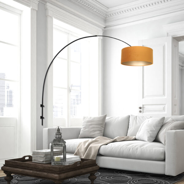 Steinhauer Sparkled Light wandlamp - boog - kap ⌀40 cm - draai- en uittrekbaar - zwart met okergeel - Image 2