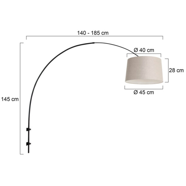 Steinhauer Sparkled Light wandlamp - boog - kap ⌀45 cm taps - draai- en uittrekbaar - zwart en grijs - Image 5