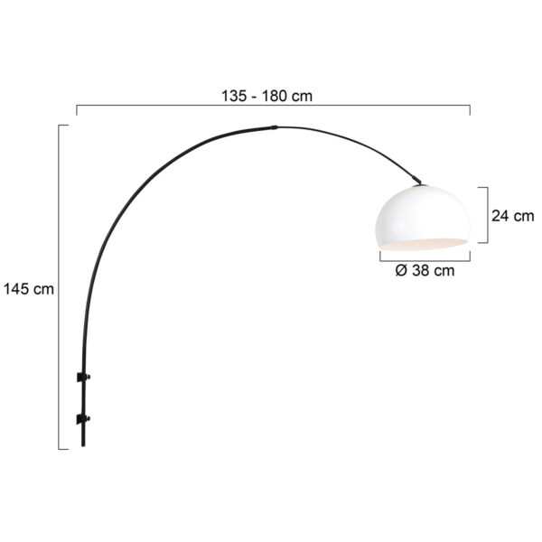 Steinhauer Sparkled Light wandlamp - boog - kap ⌀40 cm bol - draai- en uittrekbaar - zwart met wit - Image 5