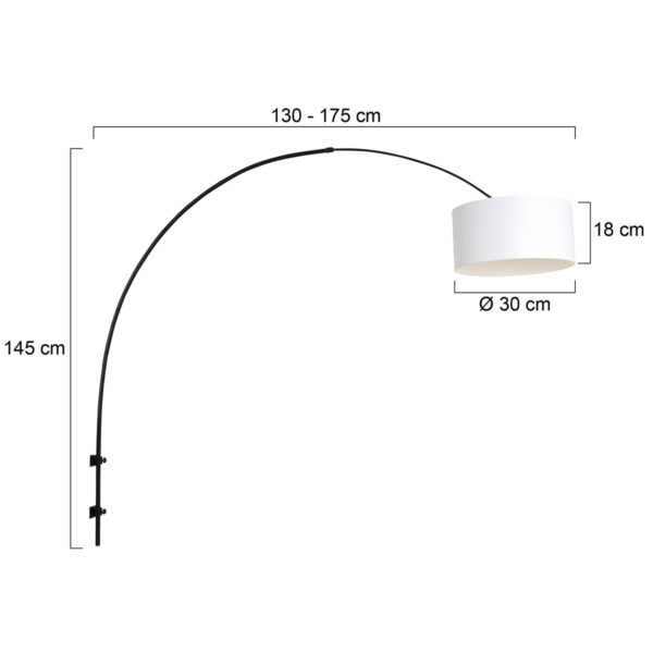 Steinhauer Sparkled Light wandlamp - boog - kap ⌀40 cm - draai- en uittrekbaar - zwart met wit - Image 5