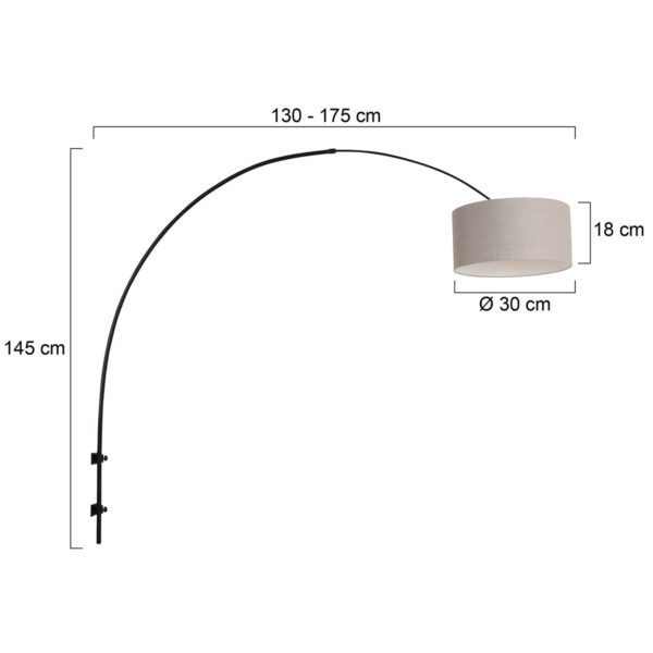 Steinhauer Sparkled Light wandlamp - boog - kap ⌀40 cm - draai- en uittrekbaar - zwart met grijs - Afbeelding 5