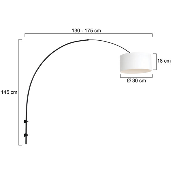 Steinhauer Sparkled Light wandlamp - boog - kap ⌀40 cm - draai- en uittrekbaar - zwart met wit linnen - Image 5