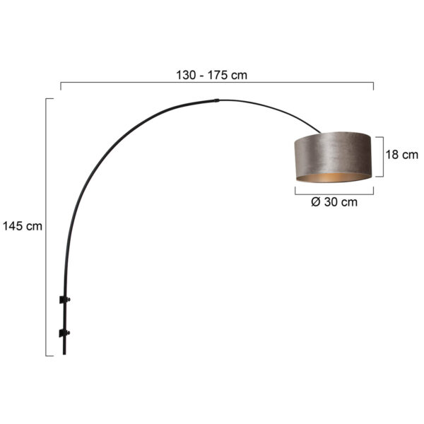 Steinhauer Sparkled Light wandlamp - boog - kap ⌀40 cm - draai- en uittrekbaar - zwart met zilver - Image 5