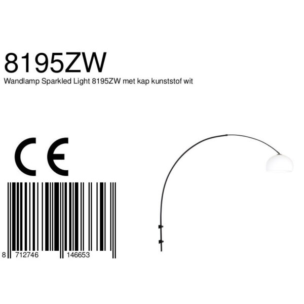 Steinhauer Sparkled Light wandlamp - boog - kap ⌀40 cm bol - draai- en uittrekbaar - zwart met wit - Image 6