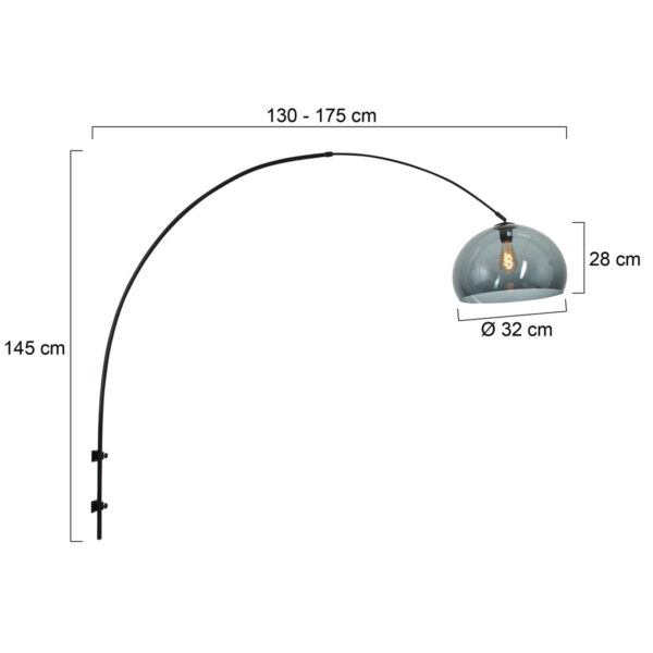 Steinhauer Sparkled Light wandlamp - boog - kap ⌀40 cm bol - draai- en uittrekbaar - zwart - Afbeelding 6