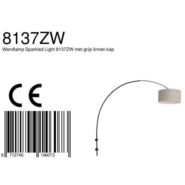 Steinhauer Sparkled Light wandlamp - boog - kap ⌀40 cm - draai- en uittrekbaar - zwart met grijs - Afbeelding 6