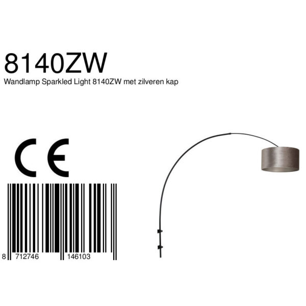 Steinhauer Sparkled Light wandlamp - boog - kap ⌀40 cm - draai- en uittrekbaar - zwart met zilver - Image 6