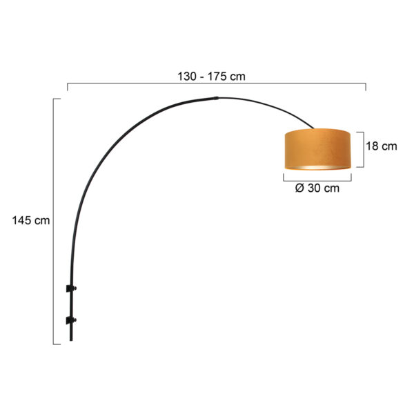 Steinhauer Sparkled Light wandlamp - boog - kap ⌀40 cm - draai- en uittrekbaar - zwart met okergeel - Image 6
