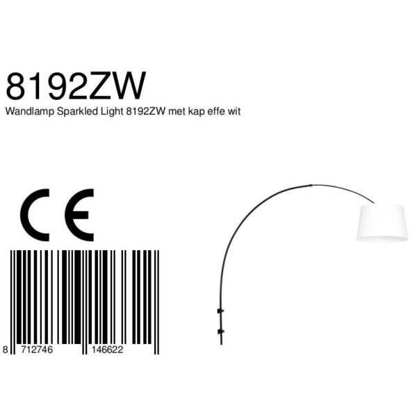 Steinhauer Sparkled Light wandlamp - boog - kap ⌀45 cm taps - draai- en uittrekbaar - zwart met wit - Image 6