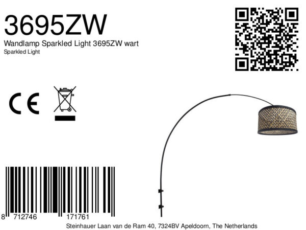 Steinhauer Sparkled light wandlamp – E27 (grote fitting) – naturel en zwart - Image 7