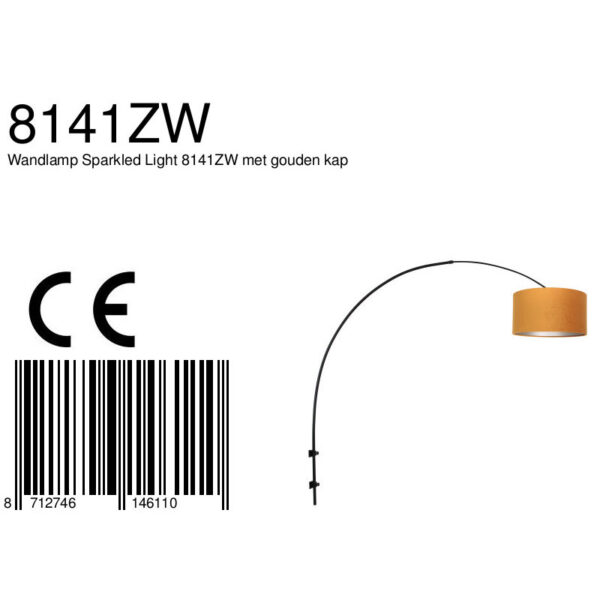 Steinhauer Sparkled Light wandlamp - boog - kap ⌀40 cm - draai- en uittrekbaar - zwart met okergeel - Image 7
