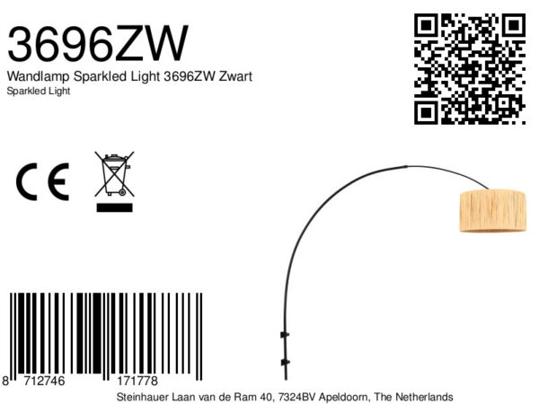Steinhauer Sparkled light wandlamp – Draai- en/of kantelbaar – E27 (grote fitting) – naturel en zwart - Image 7