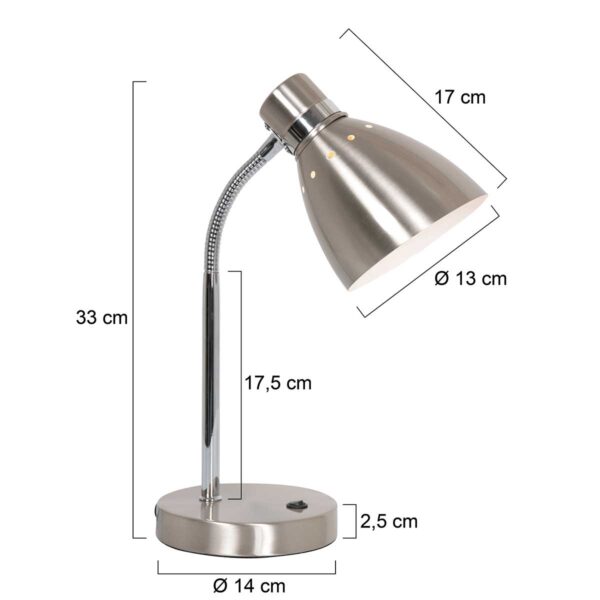 Steinhauer Spring tafellamp – ø 13 cm – Draai- en/of kantelbaar – E27 (grote fitting) – staal - Image 5