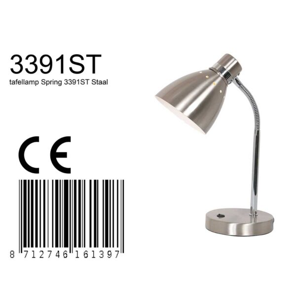 Steinhauer Spring tafellamp – ø 13 cm – Draai- en/of kantelbaar – E27 (grote fitting) – staal - Image 6