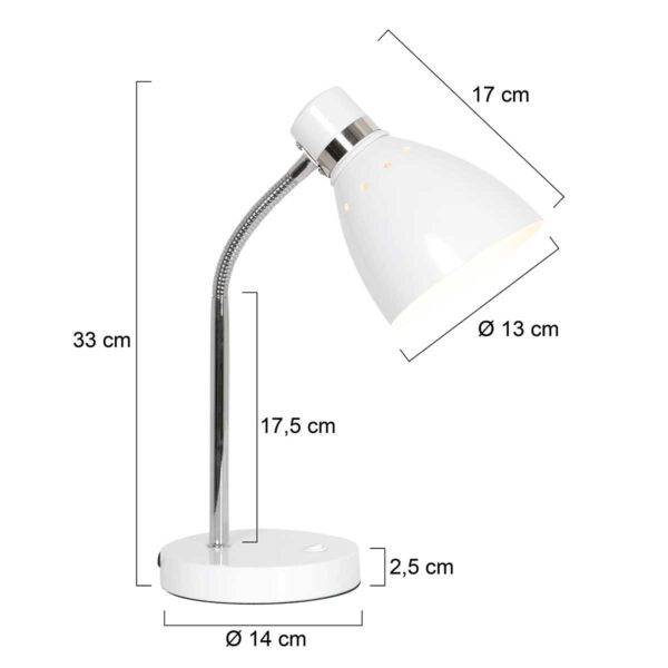 Steinhauer Spring tafellamp – ø 13 cm – Draai- en/of kantelbaar – E27 (grote fitting) – wit - Image 5