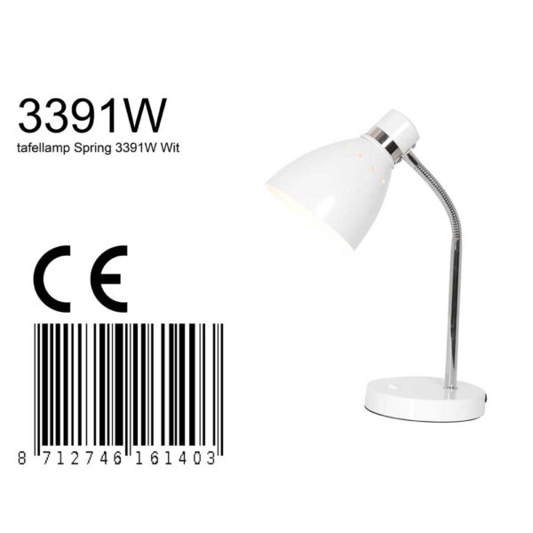 Steinhauer Spring tafellamp – ø 13 cm – Draai- en/of kantelbaar – E27 (grote fitting) – wit - Image 6