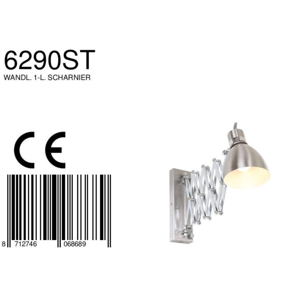 Steinhauer Spring schaarlamp wand - 27 - 90 cm uittrekbaar - draaidimmer - staalkleurig - Image 7