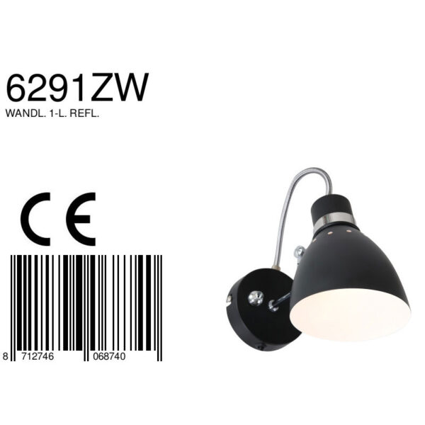 Steinhauer Spring wandspot - draai- en kantelbaar - dimbaar - incl. 185 cm lang snoer - zwart - Afbeelding 8