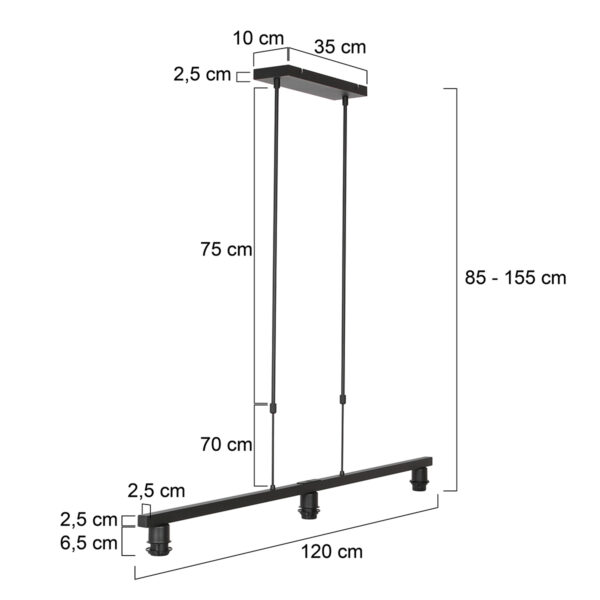 Steinhauer Stang hanglamp – In hoogte verstelbaar – E27 (grote fitting) – zwart - Afbeelding 5