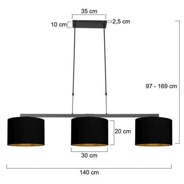 Steinhauer Stang hanglamp – E27 (grote fitting) – Zwart - Image 6