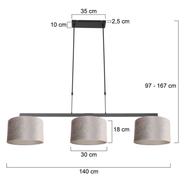 Steinhauer Stang hanglamp – In hoogte verstelbaar – E27 (grote fitting) – grijs en zwart - Image 6