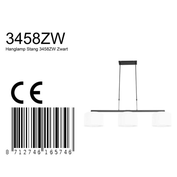 Steinhauer Stang hanglamp – In hoogte verstelbaar – E27 (grote fitting) – wit en zwart - Image 7