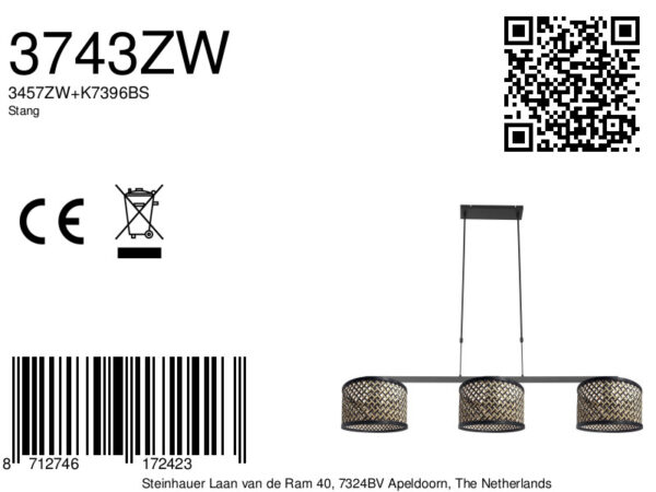 Steinhauer Stang hanglamp – E27 (grote fitting) – Zwart - Image 7