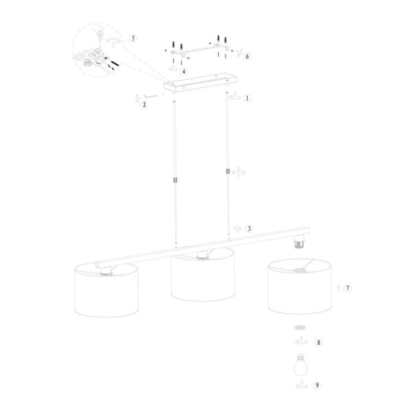 Steinhauer Stang hanglamp – In hoogte verstelbaar – E27 (grote fitting) – naturel en zwart - Image 8