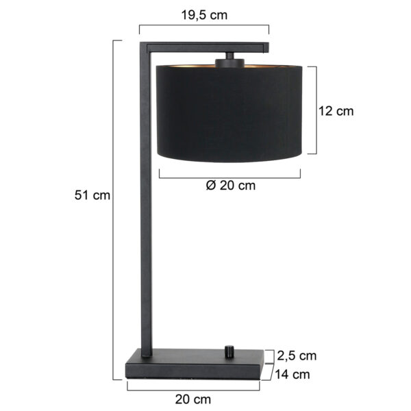 Steinhauer Stang tafellamp - met kap - E27 - 51 cm hoog - zwart - Image 5